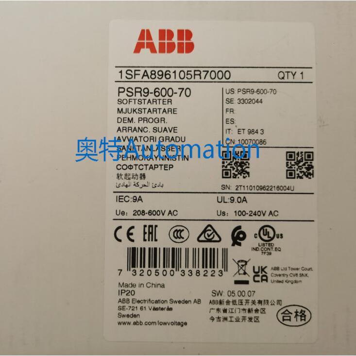 原装ABB软启动器 PSR9-600-70 4KW议价*