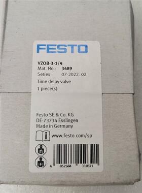 FESTO VZOB-3-1/4 3489 费斯托延时阀 全新原装议价$