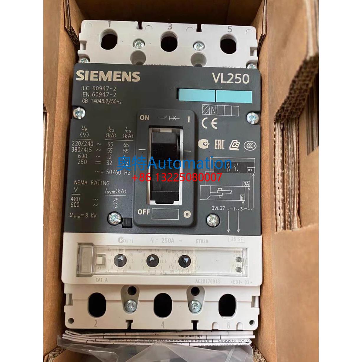 原装西门子电子式断路器3VL3725-1SE36-OAD1 VL250 3P 250A议价$