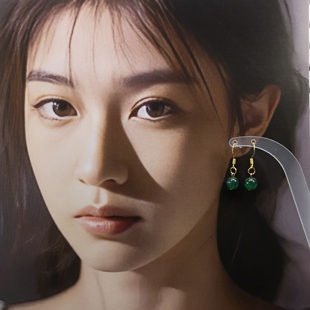 卡8墨绿银河星空闪粉树脂耳坠925银镀金 开播福利