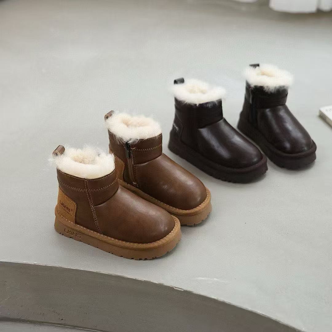 2025冬季款男女童羊羔毛雪地靴
