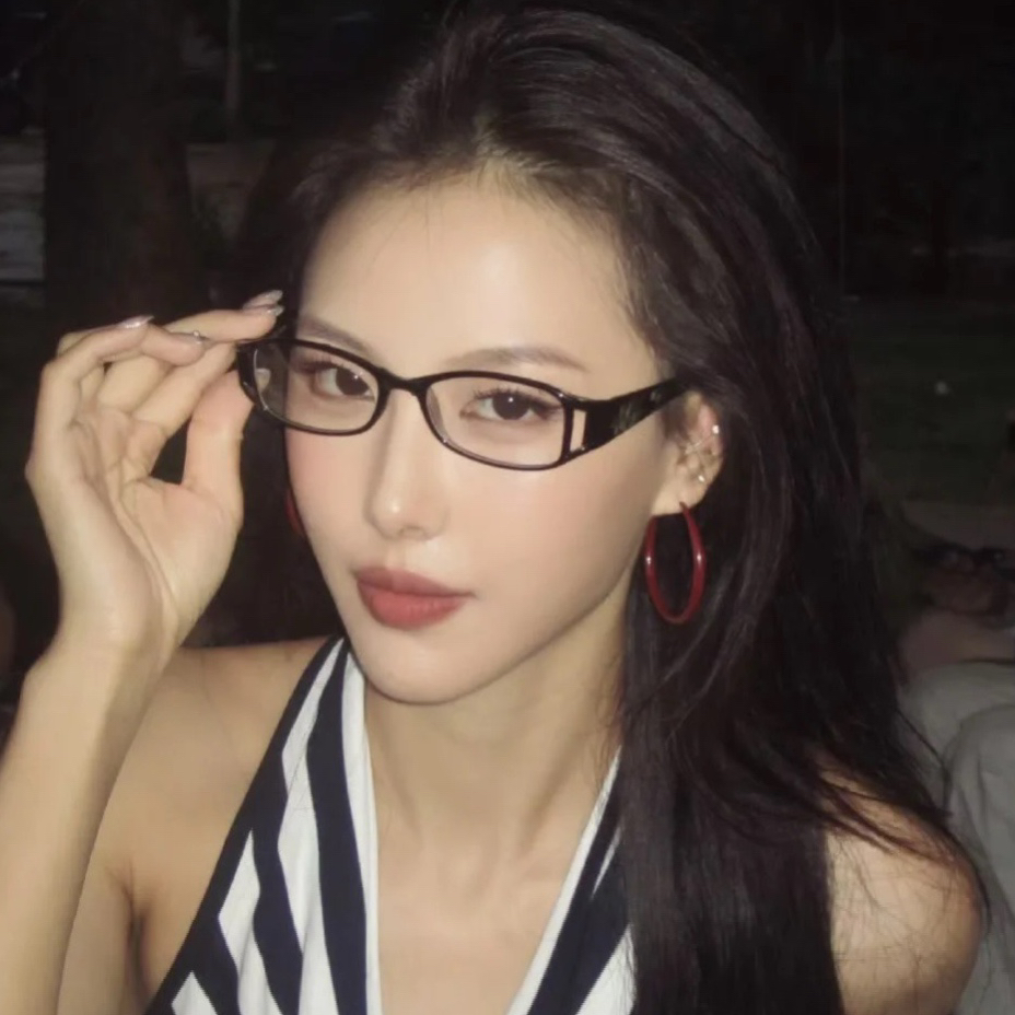 花花镜腿中古个性90年代椭圆平光眼镜配度数近视凹造型素颜黑框架