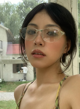 冷调老钱高级感金属猫眼墨镜Y2K千禧显脸小防紫外线水银色太阳镜