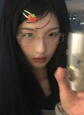QQ秀金丝无框平光眼镜日系网红斯文败类小窄框配近视度数男女ins