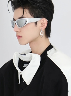 千禧未来感银色镜面男女墨镜骑行拽酷拍照炫彩运动个性防晒太阳镜