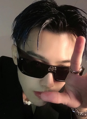 千嬉风黑墨镜未来科技感暗黑炫酷防紫外线太阳镜潮男靓女装饰夸张