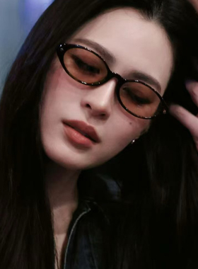 街头千嬉复古五角星椭圆玳瑁茶墨镜小脸天菜猫眼太阳眼镜遮阳酷飒