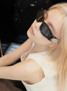 全员特务科技感男士窄脸金属时尚黑色墨镜字母猫眼太阳镜防紫外线