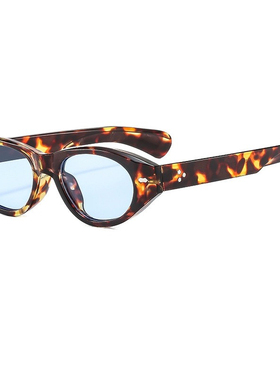 小众嘻哈玳瑁框蓝色太阳眼镜酷复古韩版ins网红猫眼防紫外线墨镜