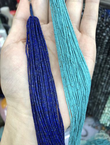 极细松石圆管/阿富汗青金石/伊朗松石/项链/长度35-38cm/DIY串珠