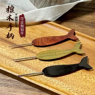 子玩偶防滑材料包 范士檀木短柄小鱼不锈钢钩针手工工具编织毛衣鞋