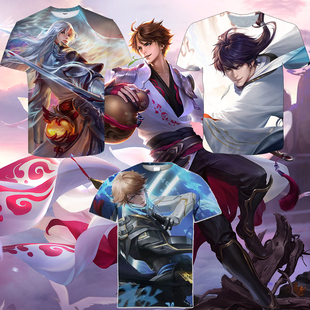 王者荣耀李白凤求凰鸣剑曳影诗剑行皮肤短袖t恤男夏季圆领体恤衣