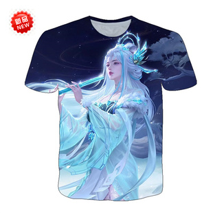 王者荣耀联名短袖t恤男李信曜体恤露娜霜月吟国服韩信衣服cos速干