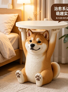 创意柴犬客厅电视柜沙发旁边落地狗小桌子儿童床头柜子边几狗摆件