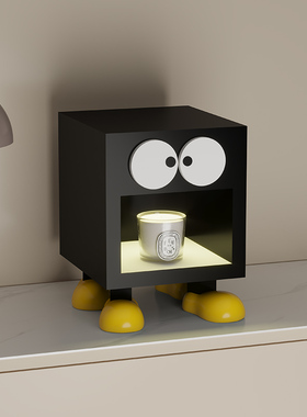 卧室氛围卡通方形煤球香薰灯无火扩香融蜡灯夜间助眠烛台香氛摆件