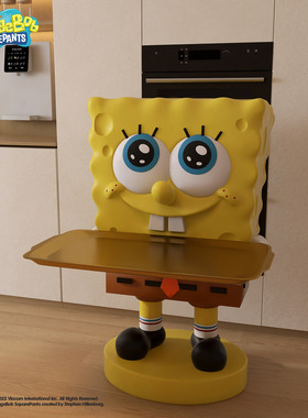 艺术感海绵宝宝电视柜旁大型落地托盘收纳玄关摆件新家高档次软装