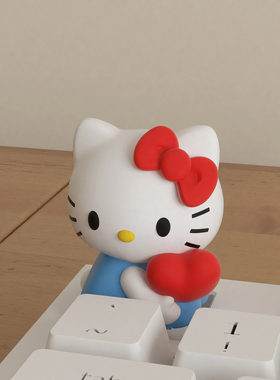 Hello Kitty抱爱心机械键盘帽装饰品女生可爱键盘摆件圆润不咯手