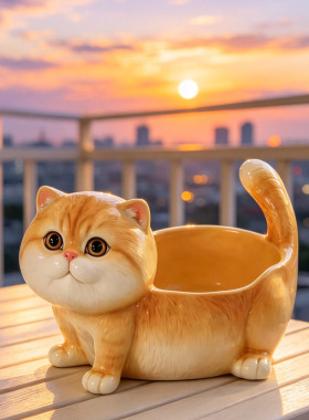 金渐层猫咪家居客厅茶几杂物收纳盒玄关钥匙收纳托盘糖果盘子摆件