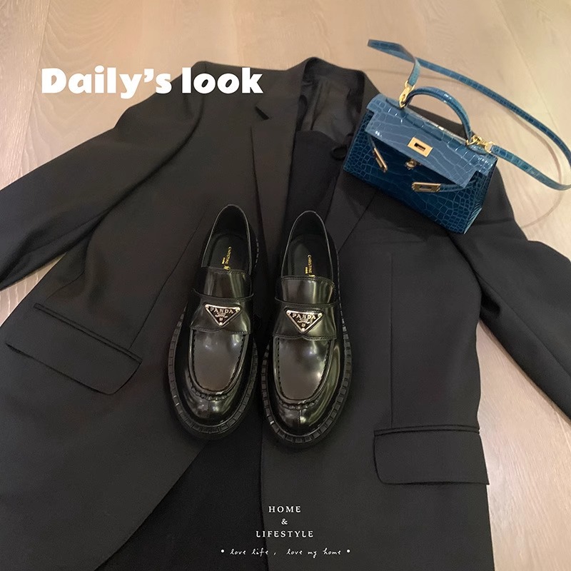 乐福鞋女百搭厚底真皮小皮鞋