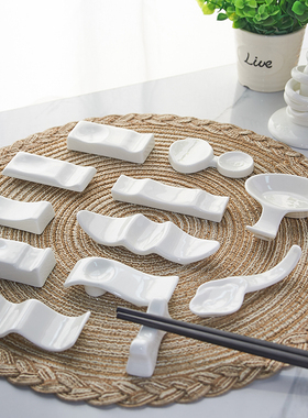 创意筷子架骨瓷筷架筷托筷枕白色瓷酒店摆台餐具陶瓷筷子托可定制