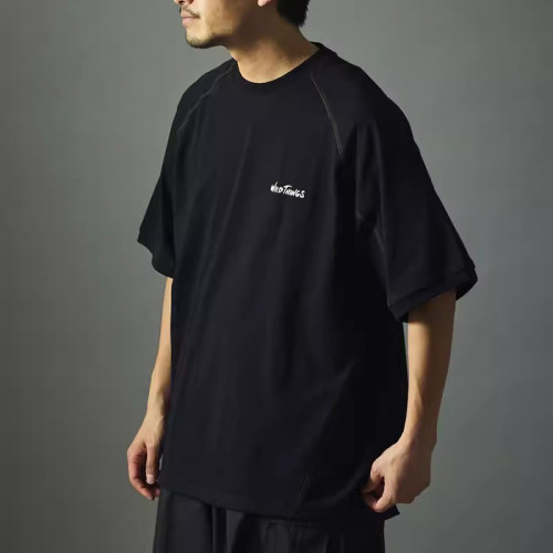 插肩袖圆领短袖T恤下摆抽绳夏