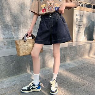 女童夏季裤子牛仔短裤儿童2024新款夏款童装中大童高腰三分裤热裤