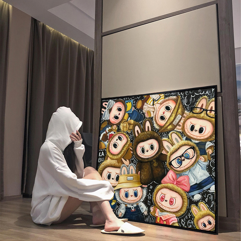 新款拉布布卡通diy数字油画