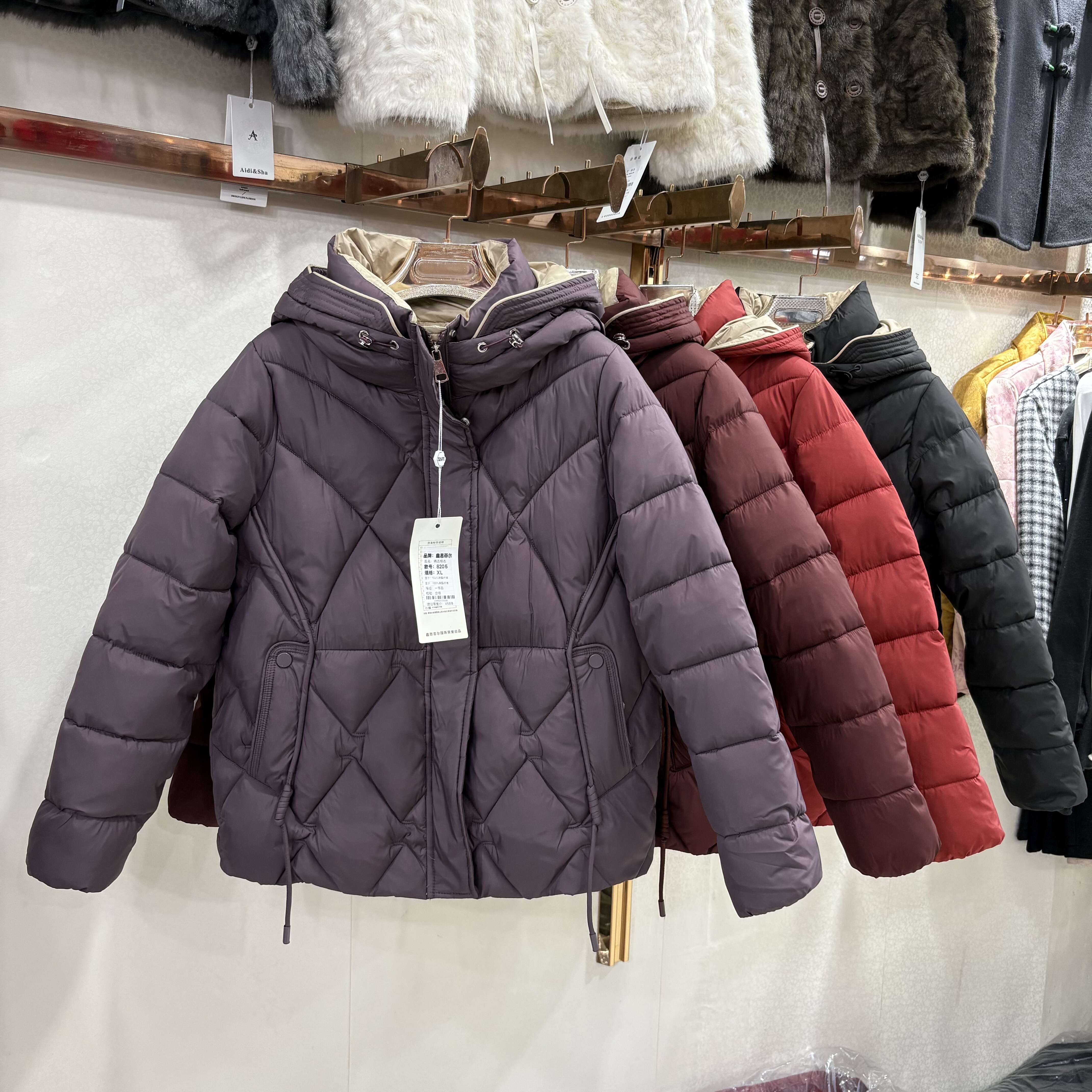 鑫思菲尔8205正品连帽羽绒棉服秋冬中老年小棉袄宽松加厚保暖棉衣
