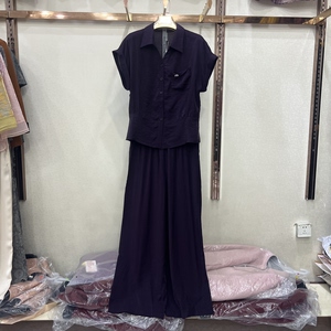 依菲2026A-636专柜正品妈妈夏套装新款洋气减龄衬衫阔腿裤两件套