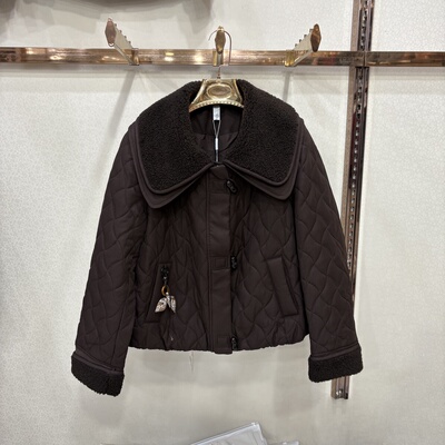 格林96037正品小香风棉服女2025秋冬款韩系拼接羊羔毛夹克短外套