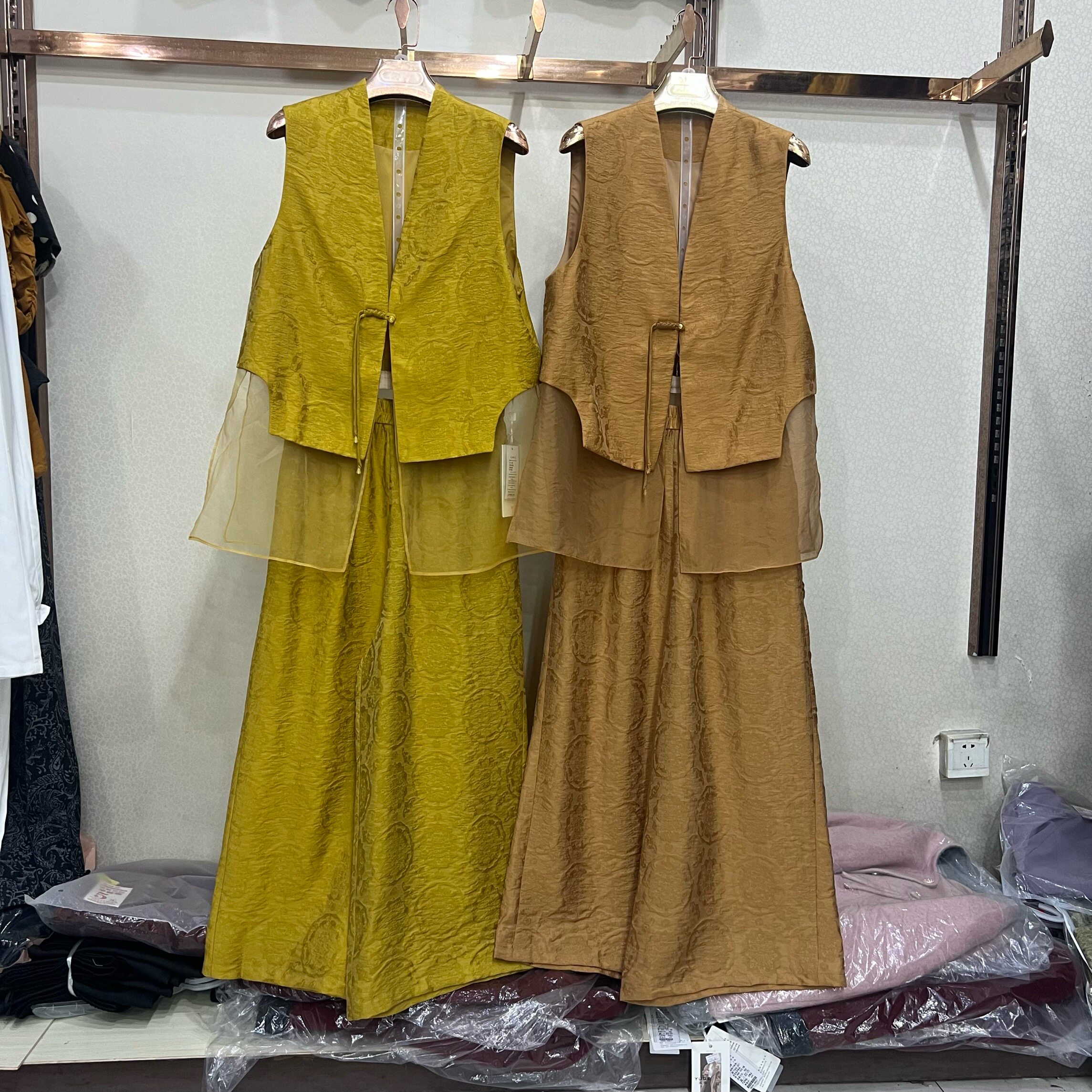 名扬M26XT766专柜正品夏装新两件套裤时尚气质国风新中式V领盘扣