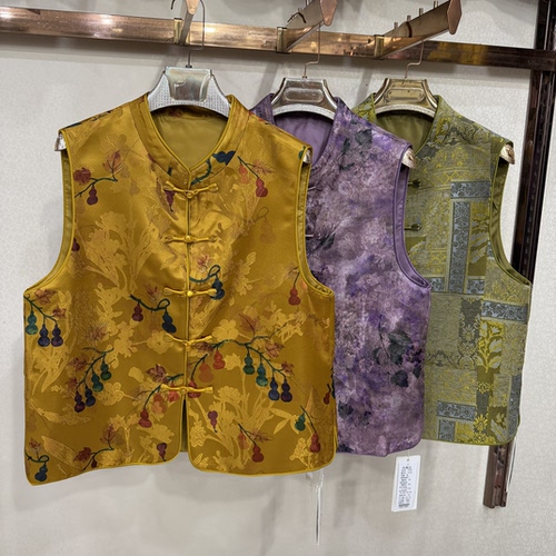雨格A203专柜正品新中式立领盘扣马甲女复古葫芦印花国风无袖坎肩