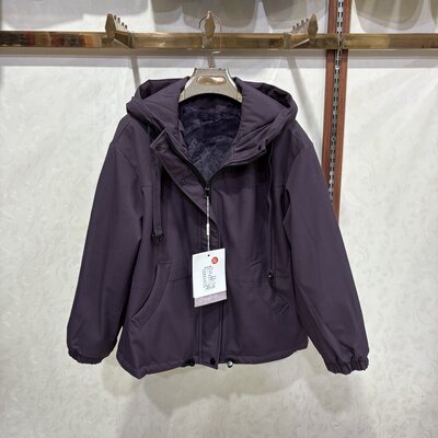杨柳青25-8817正品休闲连帽加绒外套女秋冬洋气宽松棉服加厚上衣