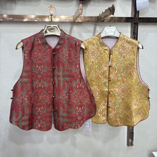 芮芙妮8809专柜正品春新中式宋锦提花马甲女外穿国风年轻改良唐装