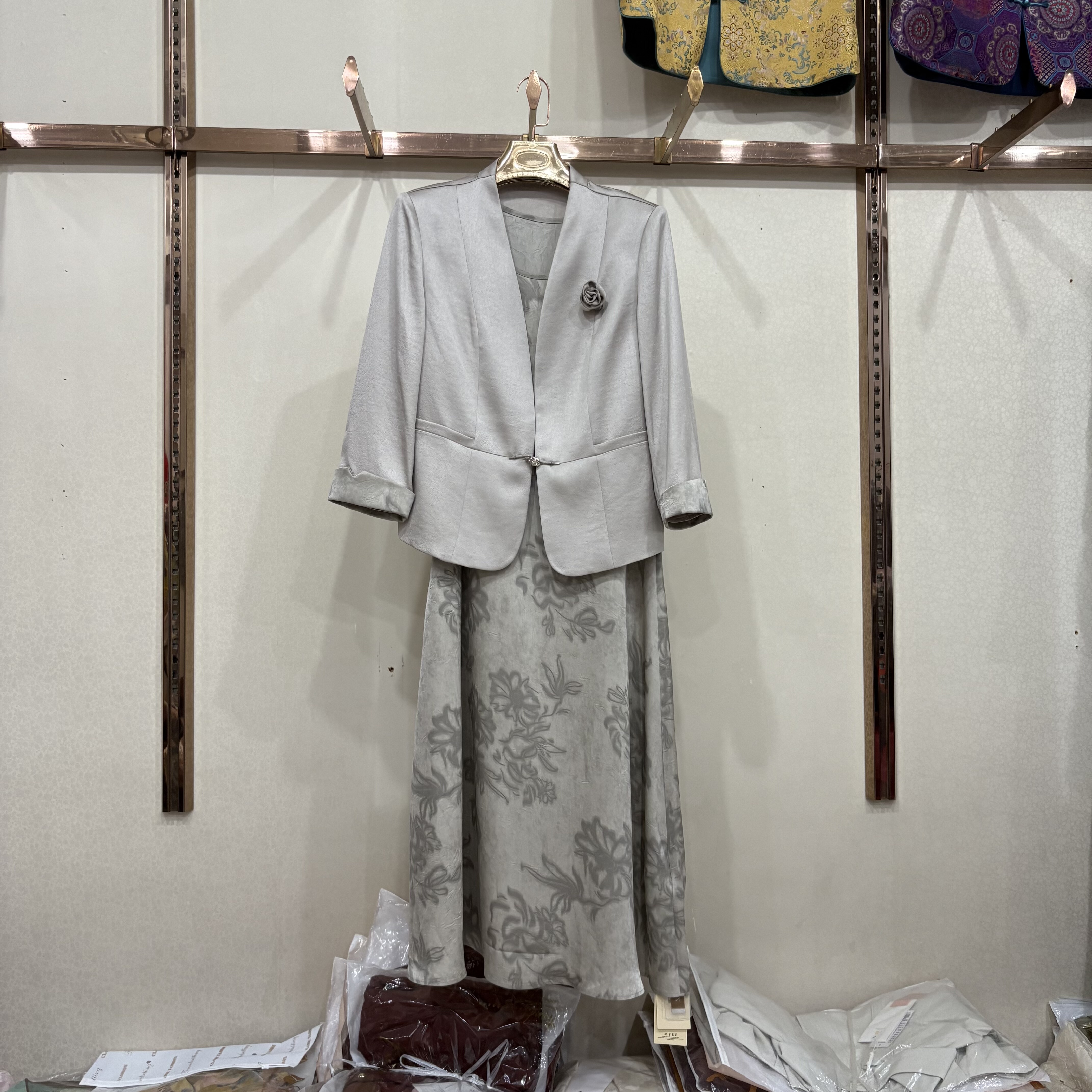 名扬8806专柜正品高级感九分袖小西装两件套连衣裙女春秋套装裙子