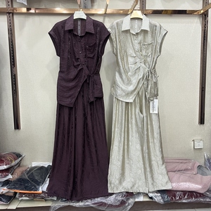 名扬M26XT780专柜正品夏季新套装收腰系带设计感上衣+垂感阔腿裤