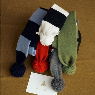 点缀美感 纯羊毛纱线毛球保暖围巾女冬季新款百搭休闲条纹围脖