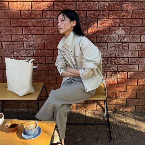 立领工装天丝棉夹克女秋季新款百搭拉链抽绳口袋外套上衣