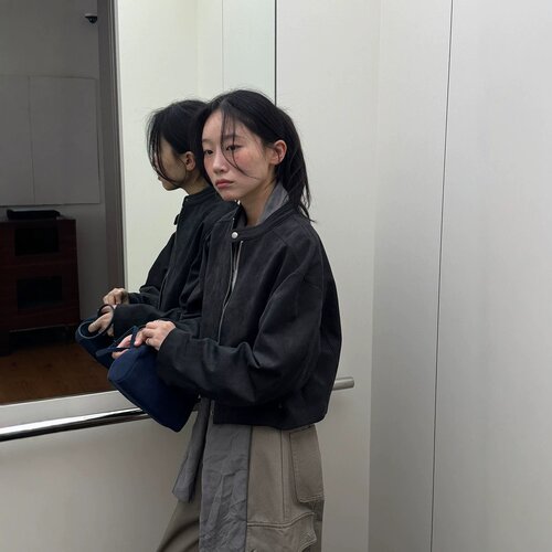 小个子夹克女秋季新款短外套立领拉链麂皮绒外套显瘦上衣皮衣