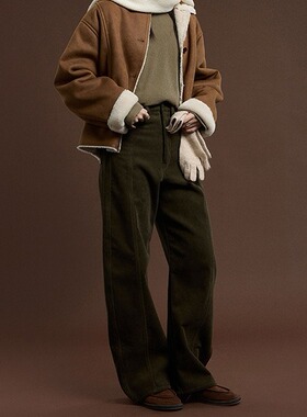 腿精制造机 高腰收胯灯芯绒休闲裤女2025冬季新款抓毛质感弯刀裤