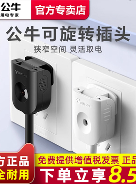 公牛插头二脚可旋转90度可拆2两脚孔级项二弯形可拆扁平叉头10L6