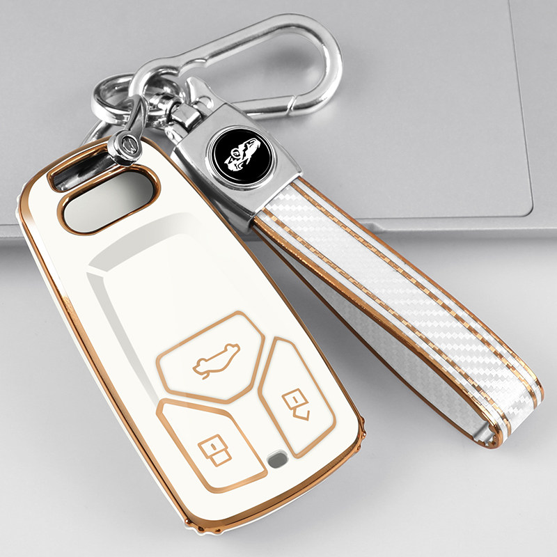 适配于奥迪A4L钥匙套Q5LQ7A5A6LS4 TTRS车钥匙包壳扣高档专用装饰