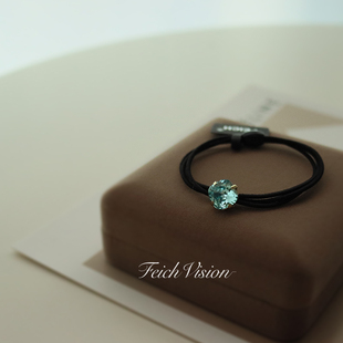 FEICH稀有晴空蓝水晶发圈个性法式超闪多股头绳施华洛品质发饰品