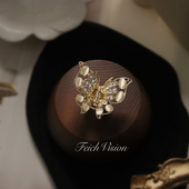 庄生晓梦迷蝴蝶 FEICH闪亮水晶蝴蝶小爪夹精致镂空工艺发抓发饰品
