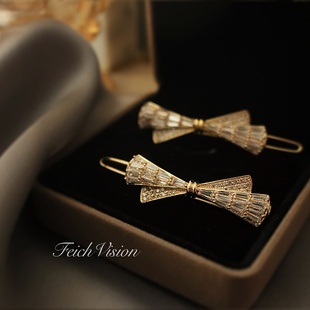 跨境高奢 闪耀锆石青蛙扣发夹FEICH高品质重工微镶水钻水晶发饰品