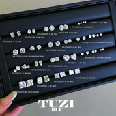 TUZI高级感培育钻石耳钉S925纯银耳饰爆闪方钻水滴钻耳环轻奢推荐