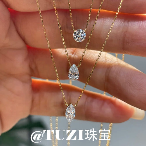 培育钻石18K金马眼石项链