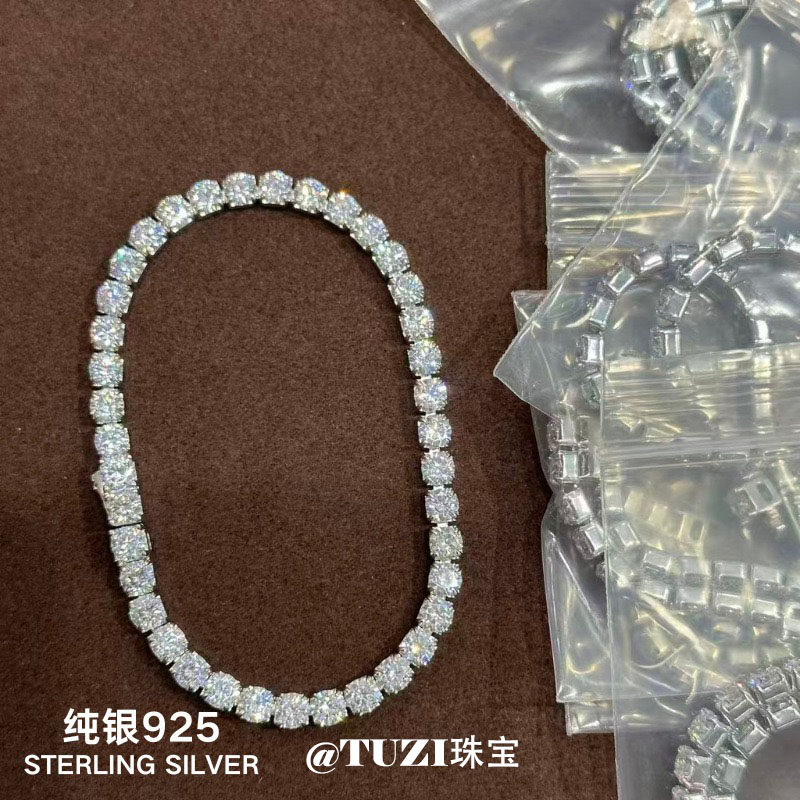 TUZI培育钻石气质手链女S925纯银莫桑闪钻网球链网球手链精致推荐