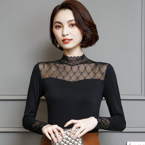 春秋女长袖小衫小衫蕾丝打底长袖