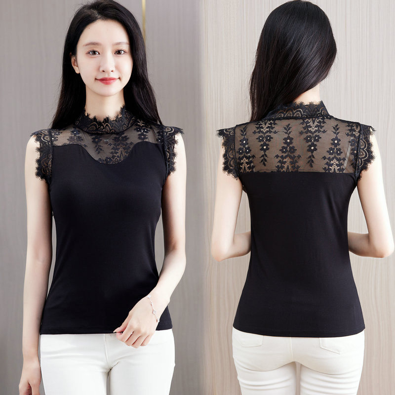 莫代尔夏季蕾丝立领吊带背心女修身半高领性感外穿内搭打底衫上衣,女装/女士精品,背心吊带,淘宝优惠券,粉丝福利购,淘宝优惠卷